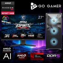 Go Gamer AE470D Amd Ryzen 7 7700X / 32GB Ddr5 / 2tb SSD / RX9070XT 16GB / 240MM Sıvı Soğutma / Msı 27" 200Hz. / Oem Gaming Paket