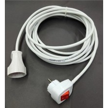 İNWATT Anahtarlı Fişli Tek Prizli Elektrik Uzatma Ara Kablosu Seyyar Beyaz