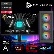 Go Gamer E771D Intel Core I9 14900KF / 32GB Ddr4 / 1tb SSD / RX9060XT 16GB / 240MM Sıvı Soğutma / Msı 27" 180Hz. / Oem Gaming Paket