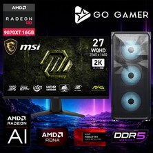 Go Gamer AE788D Amd Ryzen 9 7900X / 64GB Ddr5 / 1tb SSD / RX9070XT 16GB / 240MM Sıvı Soğutma / Msı 27" 2k 200Hz. 0.5ms / Oem Gaming Paket