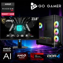 Go Gamer AE90DP Amd Ryzen 5 5600 / 32GB Ddr4 / 2tb SSD / RX9060XT 16GB / Msı 24" 180Hz. / Oem Gaming Paket