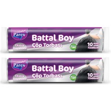 Parex Ekstra Dayanikli 10'lu Çöp Torbası Battal Boy 72 x 95 cm Iki Paket