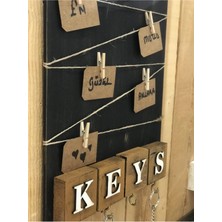Die Grup Dekoratif Home Keys Ahşap Resimlik ve Notluk (Kahverengi)