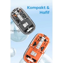 Die Grup Bluetooth USB Çift Modlu Sessiz Mouse, Şeffaf Mıknatıslı Kapaklı, Type-C Şarjlı, Dpı Ayarlı, Kablosuz 10M Çekim Mesafeli, Masaüstü Kısayol Tuşlu, Taşınabilir Şarjlı Mouse Turuncu