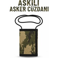 Alıç Askılı Asker Cüzdanı Kamuflaj Desenli Boyun Askılı Cırt Cırtlı Kumaş Kartlık Kimlik ve Para Cüzdanı