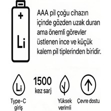 Die Grup Type-C Şarjlı 800MWH 1.5V Şarj Edilebilir 2’li Aaa Ince Pil - Lityum Iyon Batarya