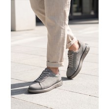 Konfores 2274-ZANELLE Hakiki Full Duble Deri Üst Kalite Premıum Erkek Sneaker Ayakkabı - NKT02274-GRI-42