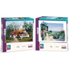 Farbu Oyuncak My Ride ve Ördekli Bahçe Ikili Set - 2 x 1000 Parça Manzara Ikili Puzzle Seti