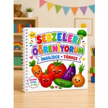 Z&R Craft Sebzeleri Öğreniyorum Ingilizce - Türkçe | Çocuk Boyama Kitabı - Eğitici Çocuk Boyama Kitabı- 20*20 Ölçülerde - Şeffaf Spiralli Boyama Kitabı - 30 Görsel