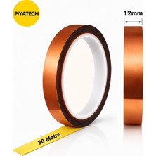 Piyatech Kapton Yanmaz Bant Yüksek Isıya Dayanıklı Isı Bandı 12 mm x 30 Metre