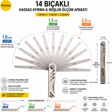 Piyatech Cep Telefonu Hassas Ekran Ayırma ve Boşluk Ölçme Aparatı - Paslanmaz Çelik 14 Bıçaklı (1.0 - 1.5 - 2.0 Mm) - Tamir Takımı