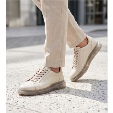 Konfores 2274-ZANELLE Hakiki Full Duble Deri Üst Kalite Premıum Erkek Sneaker Ayakkabı - NKT02274-BEJ-40