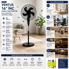 AvantajAl Ev Tipi Ayaklı Vantilatör - 16 Inç 5 Pervaneli - 45W Performans