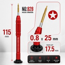Piyatech Manyetik Tornavida 0.8X25 mm Cep Telefonu ve Elektronik Tamir Aleti NO.828 - Kırmızı