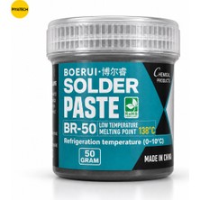 Piyatech Boerui Br-50 Düşük Isı 138 Derece Krem Lehim Pastası Lehim Macunu SN42/BI58 50 Gram Anakart Smd Tamir Lehimi