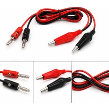 Piyatech 1 Metre 4 mm Muz Fişli Timsah Klipsli Test Bağlantı Kablosu