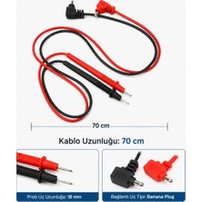 Piyatech 70CM Test Ölçüm Probu Voltmetre Avometre Kablosu Yedek Kablo 1000V 10A Tüm Multimetreler ile Uyumlu