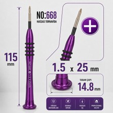 Piyatech Manyetik Tornavida 1.5X25 mm Cep Telefonu ve Elektronik Tamir Aleti - Mor NO:668