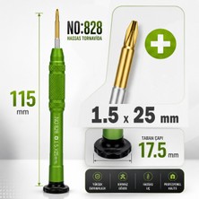 Piyatech NO.828 Manyetik Tornavida 1.5X25 mm Cep Telefonu ve Elektronik Tamir Aleti - Yeşil