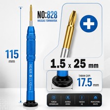 Piyatech NO.828 Manyetik Tornavida 1.5X25 mm Cep Telefonu ve Elektronik Tamir Aleti - Mavi