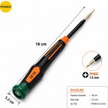 Piyatech NO.363 PH00 1.5 mm Hassas Yıldız Uçlu Cep Telefonu ve Gözlük Tamir Tornavidası 16 cm