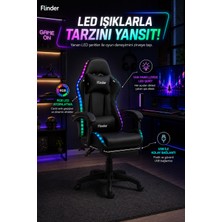 Flinder Premium Siyah Oyuncu Koltuğu, Ledli Sandalye, Işıklı, Yüksekliği Ayarlanabilir, Oyuncu Sandalyesi, Ofis Koltuğu, Çalışma Sandalyesi - 150 kg Taşıma Kapasitesi