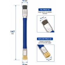 Piyatech Profesyonel Çift Taraflı Elektronik Temizleme Fırçası 147 mm – Tel ve Naylon Uçlu Pcb Lehim Anakart Temizlik Fırçası