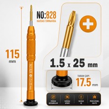 Piyatech Manyetik Tornavida 1.5X25 mm Cep Telefonu ve Elektronik Tamir Aleti - NO.828 Turuncu
