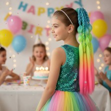 Maxi Trendy Balon ve Düz Salaş Örgülü Lastikli At Kuyruğu / ACM11