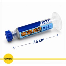 Piyatech MS83 Şırınga Krem Lehim Pastası 183°C Kurşunlu SN63PB37 20G 7.5 cm