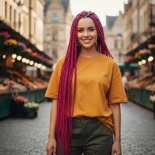 Maxi Trendy Afrika Örgüsü ve Rasta Için Sentetik / Koyu Fuşya