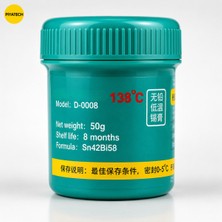Piyatech D-0008 138°C Düşük Sıcaklık Kurşunsuz Krem Sıvı Lehim Macunu / Pastası SN42BI58 - 50 gr