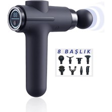Ensiga LCD Ekranlı 8 Başlık Titreşimli Şarjlı Sporcu Masaj Aleti Kas Rahatlatıcı Gevşetici Masaj Tabancası