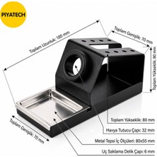 Piyatech Profesyonel Metal Havya Sehpası ve Lehim Standı - Sünger Yuvalı (16X7X7,5 Cm) - Siyah