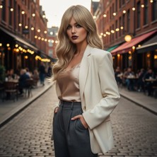 Maxi Trendy Dalgalı Perçemli Fiber Sentetik Orta Boy Peruk / Balköpüğü Platin Röfleli