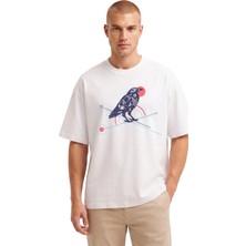 Rook Geometrik Karga Dijital Baskılı T Shirt - Erkek
