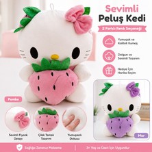 1000 Çeşit Hediye Dünyası Peluş Kedi Oyuncak Çilek Temalı Yumuşak Peluş Oyuncak Pembe / Mor Renk Seçenekli Tek Ürün