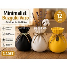 3'lü Minimalist Büzgülü Vazo – Sıcak ve Rustik Dekor