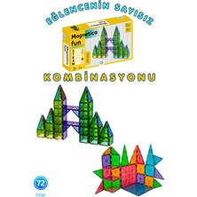 Ca Games Magnetica Fun +3 Yaş Çocuklar Için 72 Parçalı ve Araba Eklentili Süper Eğlenceli Öğretici Mıknatıslı Oyun Blokları Seti