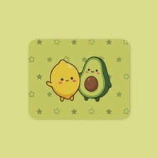 Tabloe Limon ve Avakado Desenli Yeşil Mouse Pad - 23X19 cm - Kaydırmaz Tabanlı Kaliteli Fare Altlığı Mousepad