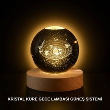 MertUS Ahşap Standlı LED Kristal Küre Lazer Işlemeli Dekoratif Obje - DUP1432-2553