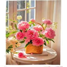 Liva Craft Elmas Mozaik Tablo, 50x40 Sepette Çiçekler Boncuk Yapıştırma Kiti