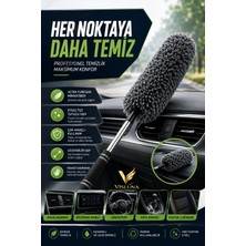 Visluna Mikrofiber Püsküllü Lüx Oto Toz Alma Mopu Teleskopik Uzun Saplı Anti Statik Toz Alıcı Araç Ve Çok Amaçlı Toz Temizleyici