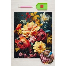 Liva Craft Elmas Mozaik Tablo, 50x40cm Karanlık Çiçekler Boncuk Yapıştırma Kiti