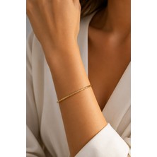 Adata Jewelry Altın Kaplama Çelik Ince Ajda Kadın Bilezik Baklava Desenli Gold Renk