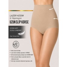 By Uslu Lazer Kesim Iz Yapmayan Yüksek Bel Uzun Slip Korse - Toparlayıcı Kadın Korse