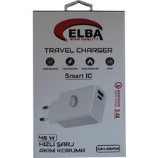 Elba ELB13 ELB-48W 3.4A USB-PD48 (Usb+Type-C) Akıllı Koruma- Isıya Dayanklı Hızlı Şarj Ev Şarj Kafa