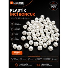 Major Hobi 12 mm Inci Beyaz Plastik Inci Boncuk 50 Adet Takı Kolye Bileklik Hobi ve El Işi Malzemesi