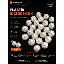 Major Hobi 18 mm İnci Beyazı Plastik İnci Boncuk 20 Adet Takı Kolye Bileklik Hobi Malzemesi