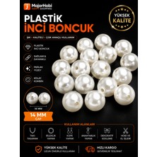 Major Hobi 14 mm Inci Beyaz Plastik Inci Boncuk 20 Adet Takı Kolye Bileklik Hobi ve El Işi Malzemesi